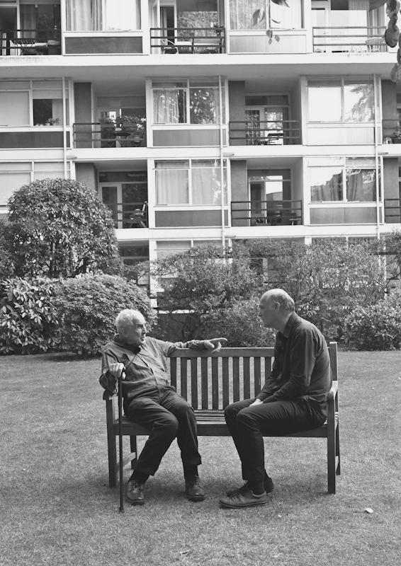Kenneth Frampton and Carsten Krohn<br>
									 in Corringham's garden, 7 July 2026